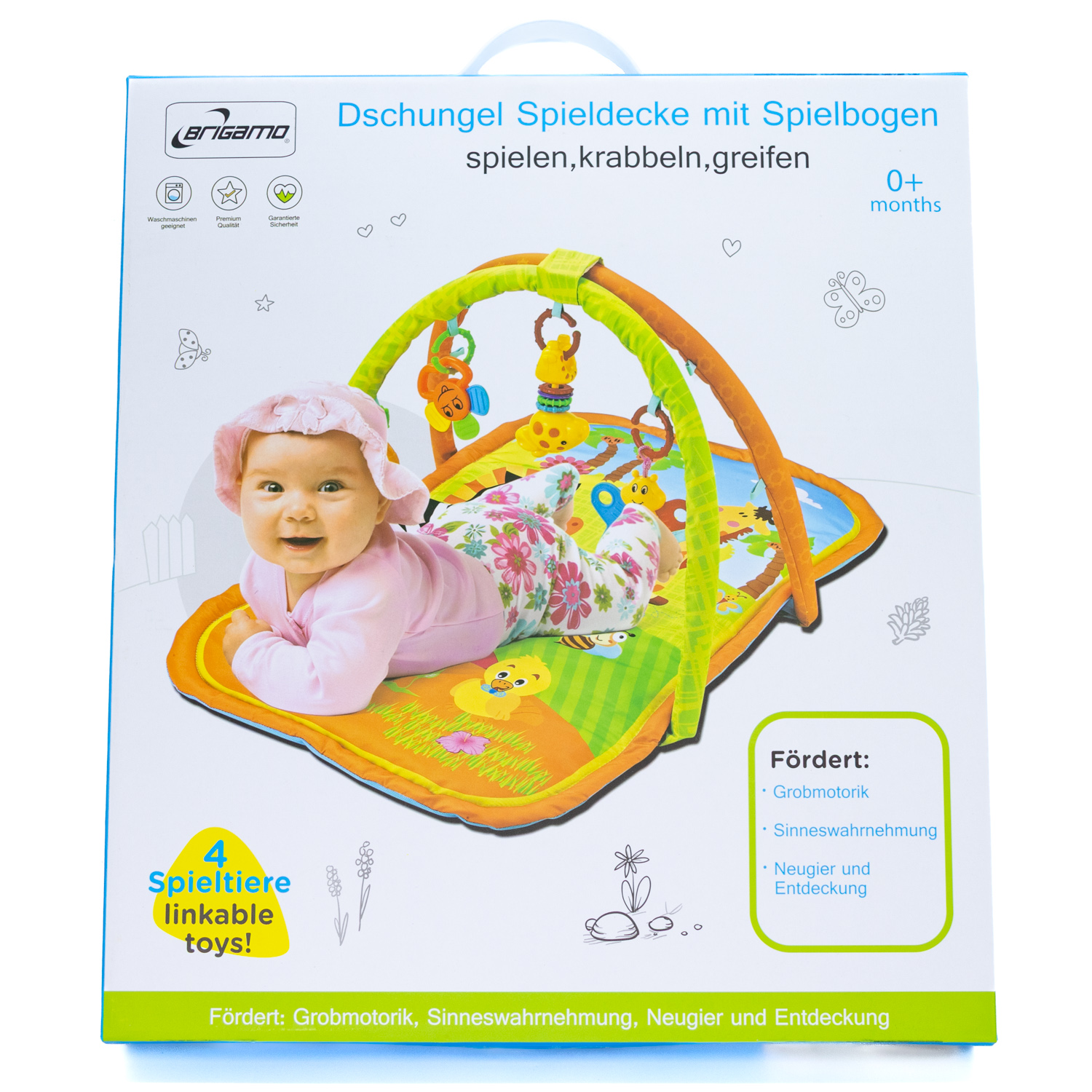 Brigamo Dschungel Spieldecke mit Spielbogen | Krabbeldecke Baby Decke Neu & OVP